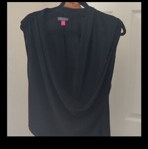 Vince Camuto Black Cowl Neck Drape Blouse XL Sleeveless Workwear Top